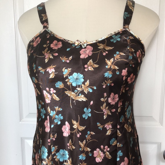 Adonna Other - ADONNA BROWN FLORAL CHEMISE NIGHTGOWN SLIP DRESS L